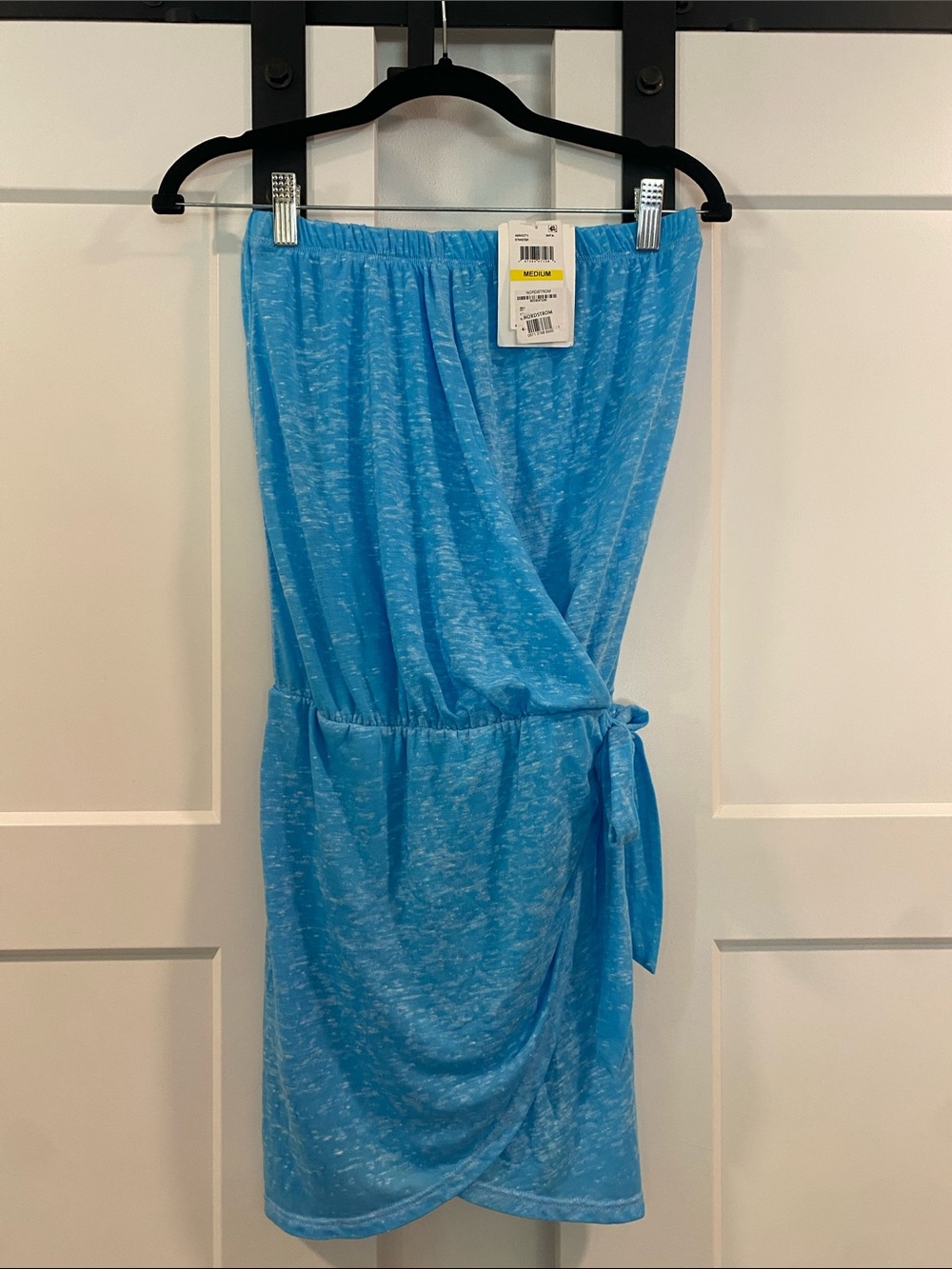 Becca Sky Blue Tie-Waist High-Low Knit beach cover up dress. Size Medium